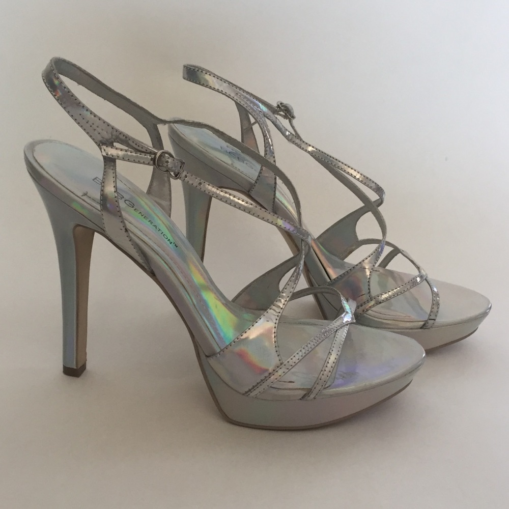 Silver chrome BCBGeneration stiletto heels!